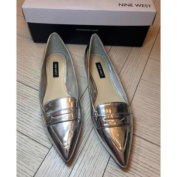 Nine West Shoes - NWT Nine West stunning silver flats. Lallin pointy toe loafers. Size 6.5
